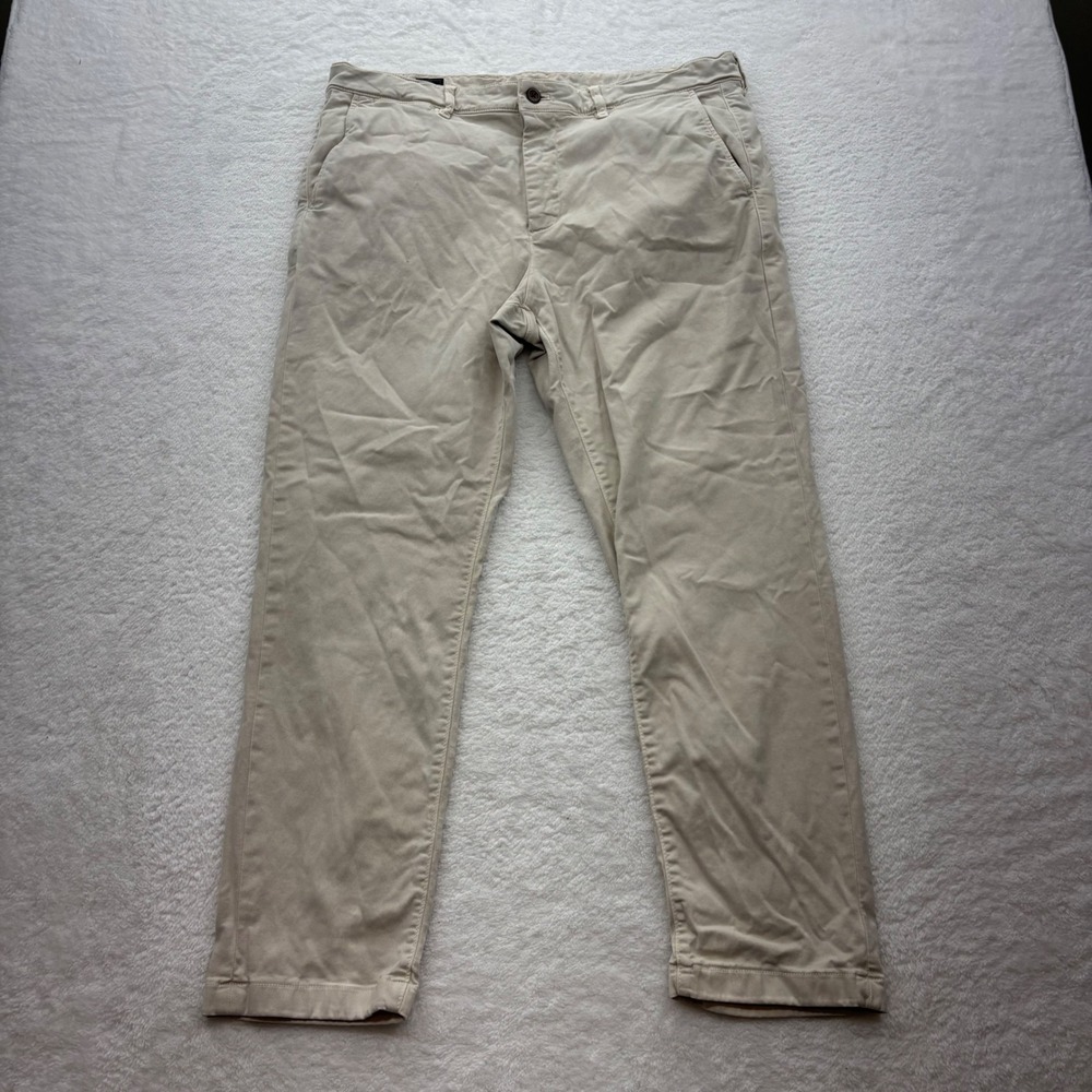 Faherty Coastline Premium Chino Pants Mens 36x30 Tan Tailored Fit Organic Cotton